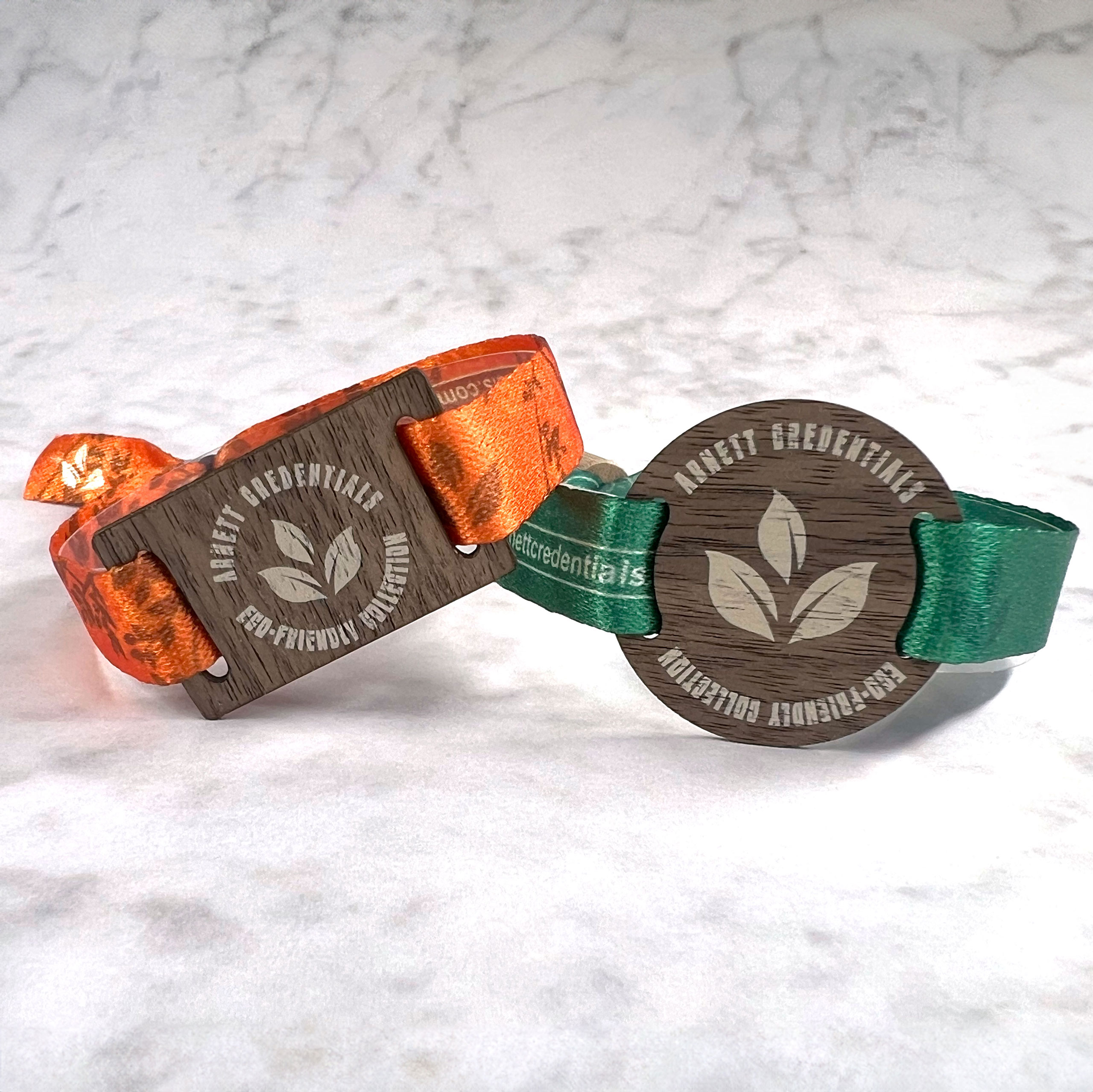 Custom Eco-Friendly Cloth Wristbands with Wood RFID Tag